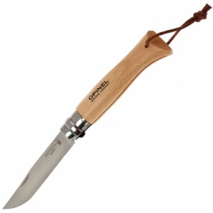 Нож складной OPINEL №8 Stainless с кожан темляком